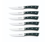 Set de 6 couteaux à steak en acier noir - "Lustrobois" Laguiole Cuisson