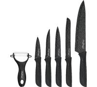 set de 6 couteaux avec éplucheur noir - compact, tranchant & élégant