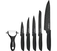 set de 6 couteaux avec éplucheur noir - polyvalent & ergonomique