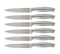 Cecotec Ensemble de 6 Couteaux à Viande Professionnels avec Dentelure Manche et Lame forgés en une Seule Pièce d'Acier Couteaux, Feuille de 2 mm d'épaisseur, Résistance et Ténacité Élevées