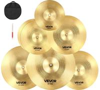 Set de 6 cymbales VEVOR, cymbales en alliage, set de batterie comprenant un HiHat de 355 mm, une crash de 400&455 mm, une ride de 505 mm, une splash de 254 mm, une chinoise de 400 mm, des baguettes de