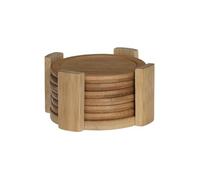 JJA Set de 6 dessous de verre bambou avec rack – 11 cm naturel