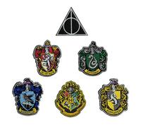 Cinereplicas – Set d'écussons Harry Potter 6 écussons Deluxe thermocollants + pochette 12x12 cm