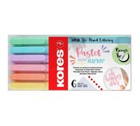 Kores Feutres pinceau Style Pastel – Pointe souple et flexible, encre à base d'eau – Set de 6