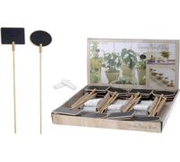 set de 6 fiches de parterre petit panneau, 70x50mm chacune, sur tige en bois 250mm de haut, craie incluse