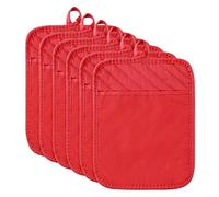 Set de 6 Gants de Four et maniques Coton Maniques BBQ Résistant à Chaleur et Antidérapant Mitaines de Four en Coton Gants Cuisine pour Cuisine Cuisson au Four Grillades, Rouge