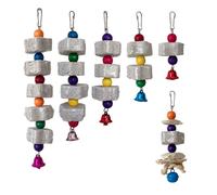 set de 6 jouets à mâcher pour perroquets, Bloc de lave, Complément de calcium, Jouet alimentaire, Pierre à aiguiser le bec des oiseaux Avec cloche