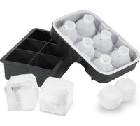 set de 6 machines à glaçons - Moules à glaçons 5 cm - Formeuse de glaçons en boule - Set de bacs à glaçons résistant - Noir - Whisky, Americano, boissons, jus de fruits, etc.