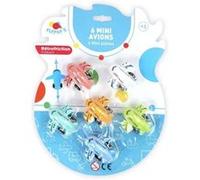 FLYPOP'S - 6 Mini Avions - Mini Véhicule - 022882 - Multicolore - Plastique - Rétrofriction - Jouet Enfant - Cadeau - Anniversaire - 5,5 cm - À Partir de 3 Ans