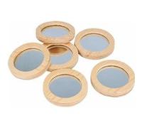 Set de 6 miroirs de poche en bois - 7,5 x 1 cm Marron G