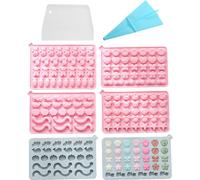 Set de 6 moules en silicone pour bonbons, Animaux en caoutchouc, Fruits, Couronnes, Étoiles, Fraise, Papillon, Moules avec racloir pour poche à douille