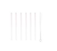 Set de 6 pailles courtes blanches en verre avec brosse de nettoyage 14 cm Point Virgule