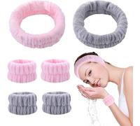 Set De 6 Pièces Bandeau De Spa Microfibre Pour Lavage De Visage, Maquillage, Yoga, Sport Et Douche (Rose, Gris)