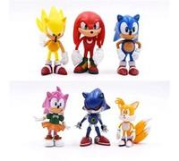 Set de 6 pièces Figurines Sonic The Hedgehog Tails Amy Rose Echidna 6 cm Rose G