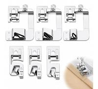 Set de 6 Pieds-de-Biche en Acier Inoxydable pour Machine à Coudre, Large et Fin (3mm à 8/8"), Compatibles avec Brother, Singer, W6, Elina, Janome, pour Couture Professionnelle et Débutante