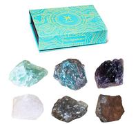 Set de 6 pierres de guérison du zodiaque pour la méditation et l’harmonisation énergétique, coffret cadeau élégant, qualité premium et durable (Poissons)