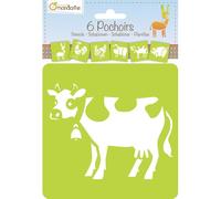 MY MANDARINE 42440MD - Un paquet de 6 POCHOIRS 15x15 cm avec notice incluse - À partir de 3 ans - ANIMAUX DE LA FORÊT