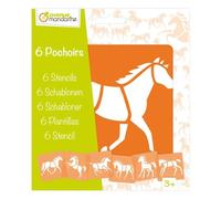 Set de 6 pochoirs enfants, Chevaux - Orange