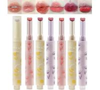 Set De 6 Rouges À Lèvres En Gelée De Fleur,6 Couleurs Forme De C?ur Glaçure Hydratante Pour Les Lèvres,Effet Miroir Baume Stylo De Maquillage Pour Des Lèvres Plus Pleines