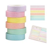 Set de 6 rouleaux de ruban adhésif décoratif scintillant, 6 couleurs différentes, ruban masking tape pour scrapbooking, bricolage, décoration, journal créatif, 15mm x 2m chaque rouleau