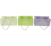 Set de 6 sacs cadeaux en papier 20x10x10cm Vert, Jaune, Violet avec anses - Emballage cadeau pastel, sacs en papier décoratifs, idée d'emballage créative
