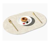 Set de 6 Sets de Table ovales en Simili Cuir, Sets de Table imperméables et résistants à la Chaleur for Table à Manger intérieure et extérieure(Beige)