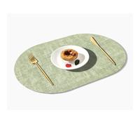 Set de 6 Sets de Table ovales en Simili Cuir, Sets de Table imperméables et résistants à la Chaleur for Table à Manger intérieure et extérieure(Light Green)