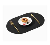 Set de 6 Sets de Table ovales en Simili Cuir, Sets de Table imperméables et résistants à la Chaleur for Table à Manger intérieure et extérieure(Black)