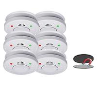 Set de 6 Smartwares 10 Année Détecteur de fumée - Certifié VDS - stummschaltfunktion - avec plaque aimantée pratique pour la montage & Propre rapide.