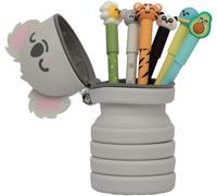 Set De 6 Stylos Effaçables Bo-Bo + Trousse En Silicone Koala¿ Couleurs: Bleue, Noire, Verte, Rouge, Rose Et Orange.[G652]