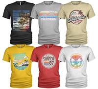 Set de 6 t-shirts au style décontracté, pour hommes, impression à l'avant et col rond, peuvent être portés avec des jeans, XXXL