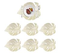 Set de 6 Table Feuille Dorée Ajourée en PVC 33x45cm Dîner Fête et Réception | Napperon Ajouré en PVC Imprimé, Motif Monstera Doré, Décor Cuisine Salle à Manger Restaurant Saint-Valentin