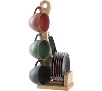 Set de 6 tasses à thé avec assiette DKD Home Decor vert rose gris foncé faïence 150 ml 16 x 17 x 35 cm
