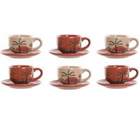 Set de 6 tasses à thé avec assiette Home ESPRIT Jaune Beige Terracotta Violet Métal Dolomite 180 ml
