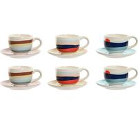 Set de 6 tasses à thé avec assiette Home ESPRIT Jaune Bleu Vert Violet Métal Dolomite 180 ml