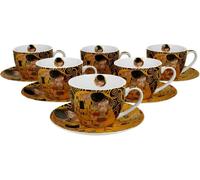 Set de 6 tasses en porcelaine Klimt Kiss 250 ml avec soucoupes à thé