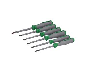 Set de 6 tournevis isolés 1000V WAGO VDE poignée bi-matière : PH1 - PH2 - PZ1 - PZ2,5 - PZ3,5 - PZ5,5
