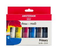 Set De 6 Tubes De Peinture Acrylique Amsterdam 20ml Couleurs Primaires