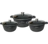 set de 6 ustensiles de cuisine 32 / 36 / 40 cm Casserole à induction en fonte d'aluminium Poêle Set de casseroles en marbre 32 / 36 / 40 cm