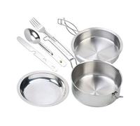 Semptec Set de 6 ustensiles de cuisine en acier inoxydable spécial camping