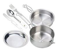 Semptec Set de 6 ustensiles de cuisine en acier inoxydable spécial camping