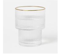 Set de 6 verres 150 ml Transparent Cannelé avec Bord Doré - Verre à Eau / Cocktail - Design Moderne & Élégant