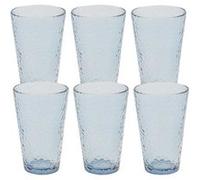 Set de 6 verres 34cl en verre martelé bleu fumé - - ALTOBUY Bleu