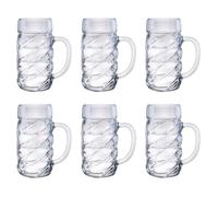 Set de 6 Verres à Bière Chopes Maßkrug 1 Litre Design Diamant Facetté Premium Brillant pour Dégustation Élégante
