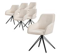 Set de 6x Fauteuil de salon crème chaise de salle à manger pivotant ergonomique