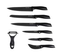 Cecotec Lot de 7 Couteaux Professionnels Couteaux Titanium, Acier Inoxidable, Revêtement en Céramique, Lame de 2 Mm d'Épaisseur, Étui Inclus