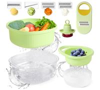 Set de 7 Égouttoirs à Légumes, Panier Filtrant Double en Plastique avec Égouttoir, Passoire 2 en 1 Multifonction, Tamis Cuisine pour Pâtes, Légumes et Fruits, Râpe et Accessoires Inclus, Vegetable