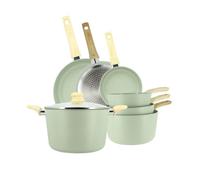 Set de 7 pieces colorama celadon - poeles/casseroles/faitout - en aluminium - revetement antiadhesif en ceramique