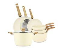 Set de 7 pieces colorama creme - poeles/casseroles/faitout - en aluminium - revetement antiadhesif en ceramique