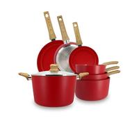 Set de 7 pieces colorama magenta - poeles/casseroles/faitout - en aluminium - revetement antiadhesif en ceramique